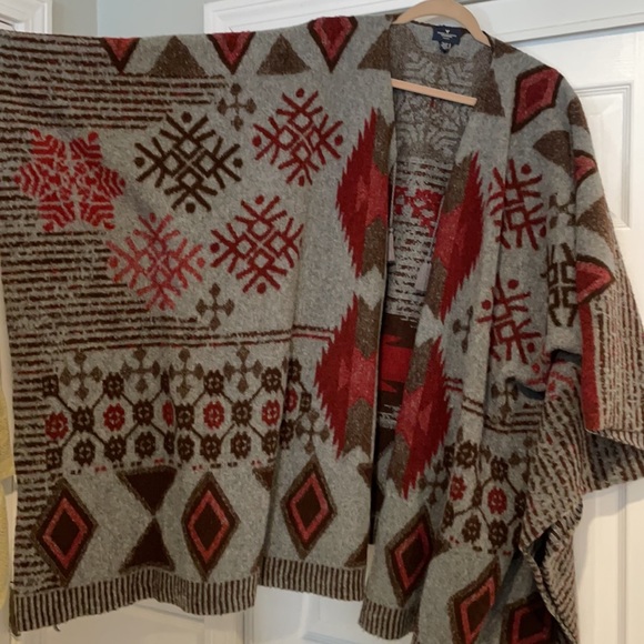 AEO American eagle outfitters Cardigan Poncho Cape Wrap Tribal Aztec Print - Picture 4 of 4